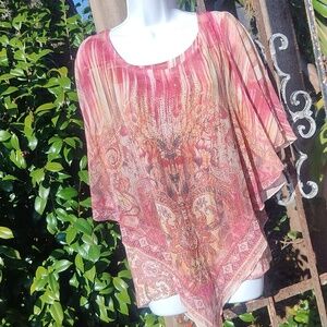 One World Romantic Bohemian Fairy Top Size 1X